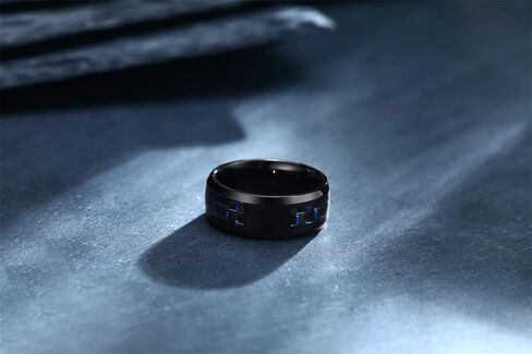 Hisatan Ancient Egyptian Symbol Eye of Horus Ankh Cross Protection Wedding Band Stainless Steel Carbon Fiber Inlay Ring for Men in Saudi Arabia