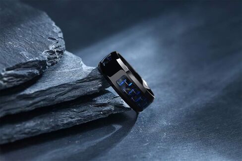 Hisatan Ancient Egyptian Symbol Eye of Horus Ankh Cross Protection Wedding Band Stainless Steel Carbon Fiber Inlay Ring for Men in Saudi Arabia
