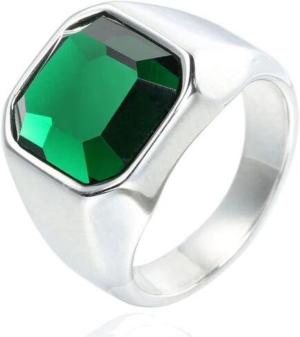 INRENG Stainless Steel Signet Rings Vintage Square Agate Gemstone Onyx Ring for Men in Saudi Arabia