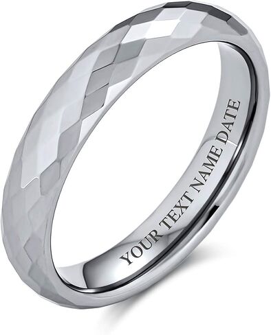 Bling Jewelry Unisex Couples Multi Faceted Prism Cut Titanium Wedding Band Rings For Men For Women Silver Tone Comfort Fit Medium Width 3 5 6 8MM in Saudi Arabia