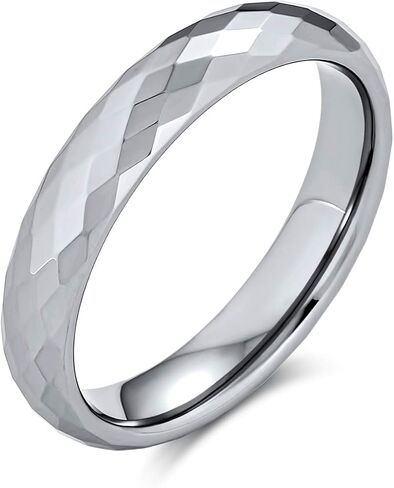 Bling Jewelry Unisex Couples Multi Faceted Prism Cut Titanium Wedding Band Rings For Men For Women Silver Tone Comfort Fit Medium Width 3 5 6 8MM in Saudi Arabia