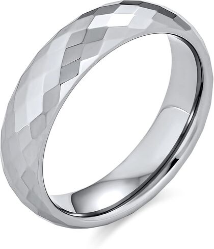 Bling Jewelry Unisex Couples Multi Faceted Prism Cut Titanium Wedding Band Rings For Men For Women Silver Tone Comfort Fit Medium Width 3 5 6 8MM in Saudi Arabia