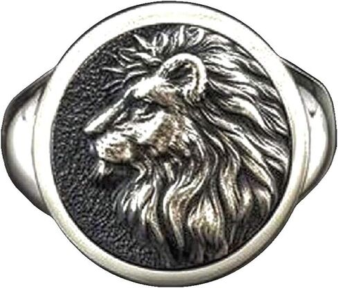 Lion Head Ring for Men, Norse Viking Lion Ring, Hip Hop Lion Signet Ring, Vintage Engraved Carved Band Rings, Lion Totem Ring, Punk Lion Amulet Ring, Gothic Animal Lion Jewelry Gift for Men Boys in Saudi Arabia