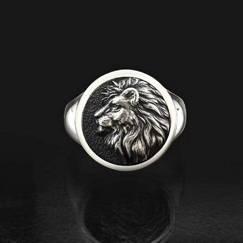 Lion Head Ring for Men, Norse Viking Lion Ring, Hip Hop Lion Signet Ring, Vintage Engraved Carved Band Rings, Lion Totem Ring, Punk Lion Amulet Ring, Gothic Animal Lion Jewelry Gift for Men Boys in Saudi Arabia