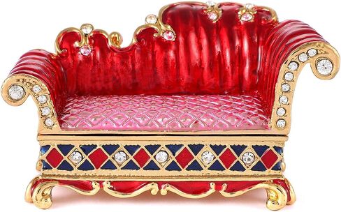 QIFU Sofa Series Hand Painted Hinged Jewelry Trinket Box with Rich Enamel and Sparkling Rhinestones Unique Gift Home Decor in Saudi Arabia