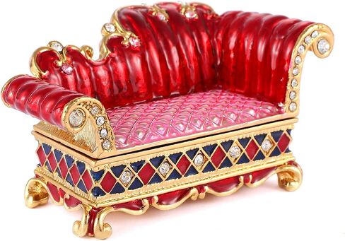 QIFU Sofa Series Hand Painted Hinged Jewelry Trinket Box with Rich Enamel and Sparkling Rhinestones Unique Gift Home Decor in Saudi Arabia