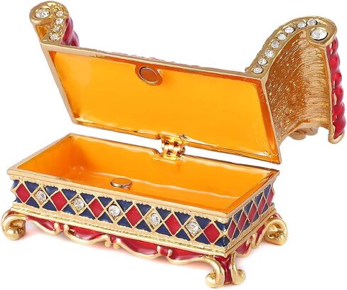 QIFU Sofa Series Hand Painted Hinged Jewelry Trinket Box with Rich Enamel and Sparkling Rhinestones Unique Gift Home Decor in Saudi Arabia
