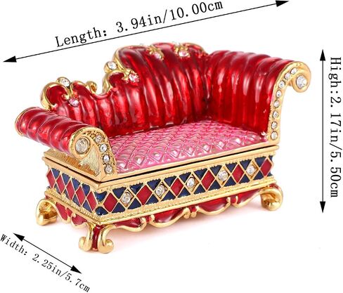 QIFU Sofa Series Hand Painted Hinged Jewelry Trinket Box with Rich Enamel and Sparkling Rhinestones Unique Gift Home Decor in Saudi Arabia