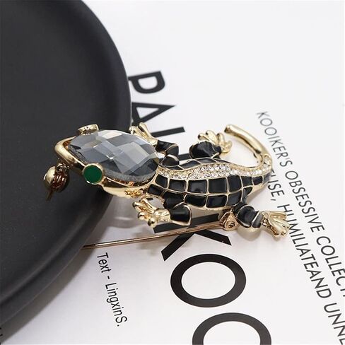 Crystal Lizard Brooch for Women Clothes Backpack Bags Lapel Pin Cute Animal Pins Summer Style Shining Jewelry Kids Accessories Birthday Gift, Metal, crystal in Kuwait