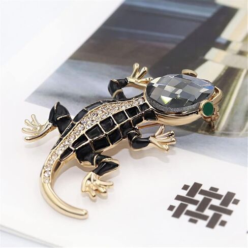 Crystal Lizard Brooch for Women Clothes Backpack Bags Lapel Pin Cute Animal Pins Summer Style Shining Jewelry Kids Accessories Birthday Gift, Metal, crystal in Kuwait