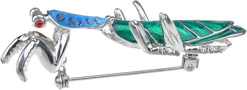 Alilang Silvery Tone Crystal Rhinestone Long Praying Mantis Insect Bug Brooch Pin in Saudi Arabia