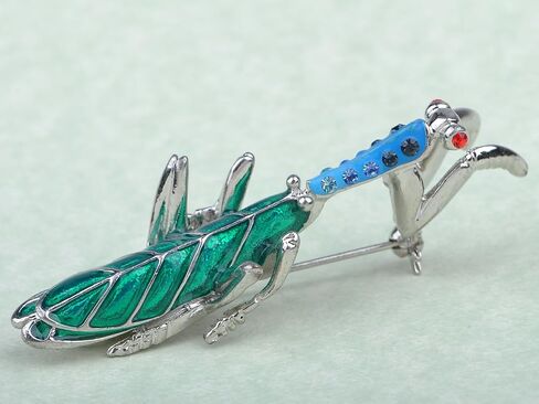 Alilang Silvery Tone Crystal Rhinestone Long Praying Mantis Insect Bug Brooch Pin in Saudi Arabia