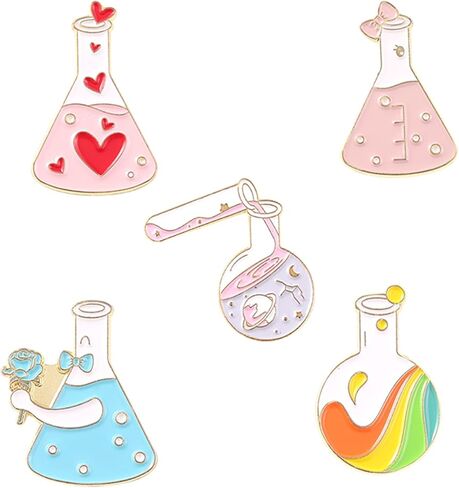 المينا دبوس دبابيس لحقائب الظهر مختبر قارورة اختبار أنبوب المينا دبوس لطيف Kawaii Erlenmeyer قارورة المينا دبابيس مجموعة للسترات الملابس حقيبة العلوم عاشق مختبر المينا دبابيس التلبيب شارة الكرتون عالم كوب المينا دبابيس الظهر in Kuwait