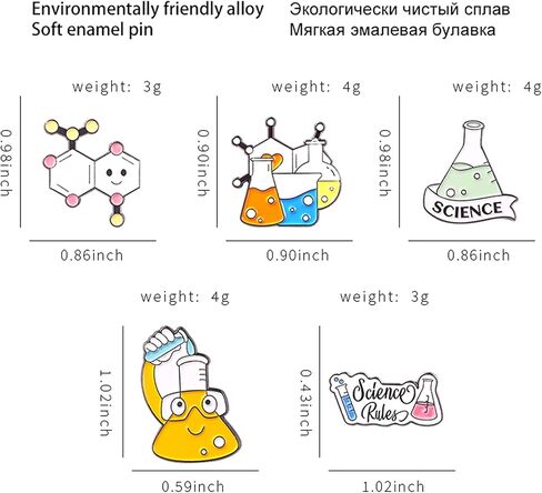 Enamel Pin Brooches for Backpacks Laboratory Flask Test Tube Enamel Pin Cute Kawaii Erlenmeyer Flask Enamel Pins Set for Jackets Clothes Bag Science Lover Lab Enamel Pins Lapel Badge Cartoon Scientist Beaker Enamel Backpack Pins in Saudi Arabia