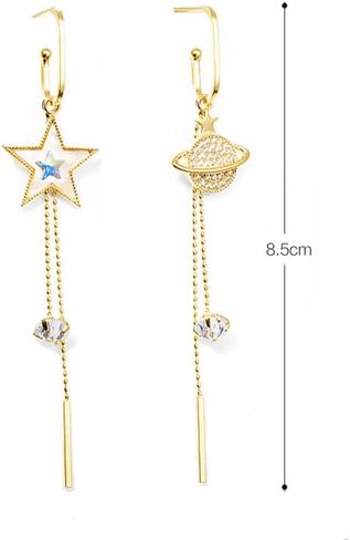 CSIYANJRY99 Crystal Butterfly Tassel Earrings 3D Long Tassel Planet Asymmetrical Dangling Earrings for Women Girls in Saudi Arabia