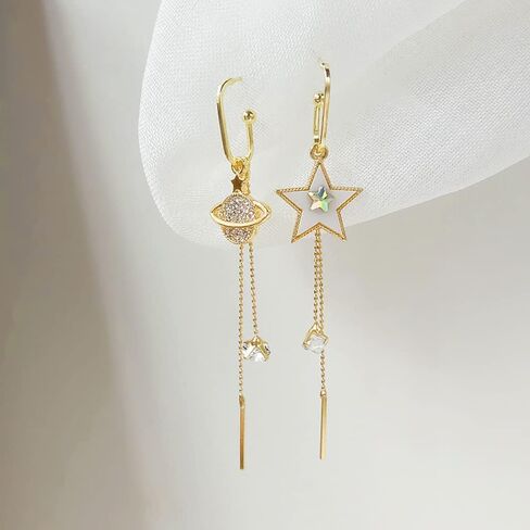CSIYANJRY99 Crystal Butterfly Tassel Earrings 3D Long Tassel Planet Asymmetrical Dangling Earrings for Women Girls in Saudi Arabia