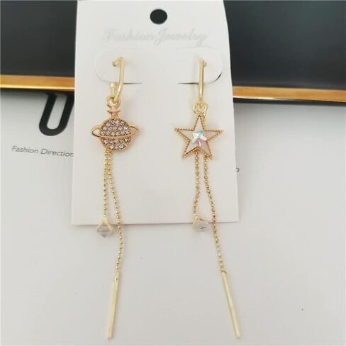 CSIYANJRY99 Crystal Butterfly Tassel Earrings 3D Long Tassel Planet Asymmetrical Dangling Earrings for Women Girls in Saudi Arabia