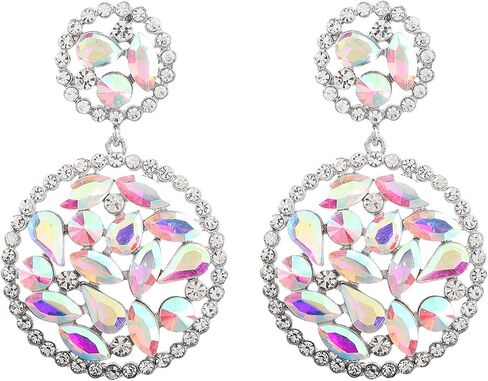 Rhinestone Rectangle Dangle Drop Earrings for Women Sparkly Crystal Geometric Girls Statement Earring Boho Bohemian Prom in Saudi Arabia