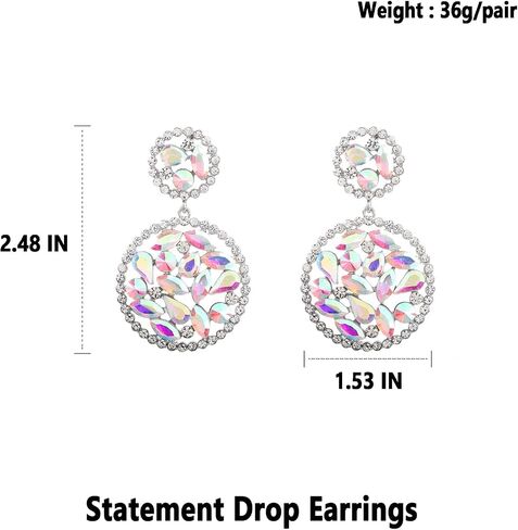 Rhinestone Rectangle Dangle Drop Earrings for Women Sparkly Crystal Geometric Girls Statement Earring Boho Bohemian Prom in Saudi Arabia