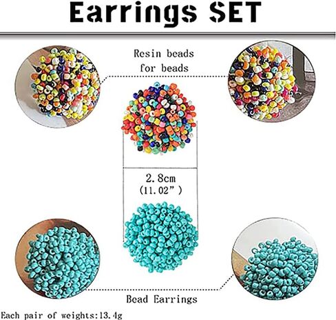 6 أزواج البذور مطرز أقراط أقراط مطرزة للنساء هيبوالرجينيك البوهيمي بيان العنقودية قوس قزح البذور الخرز أقراط مستديرة كبيرة in Kuwait