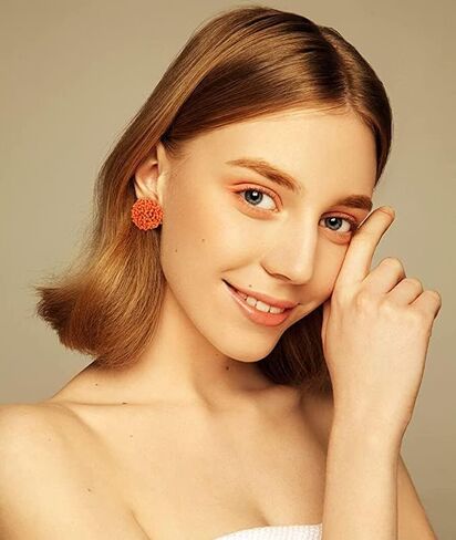 6 أزواج البذور مطرز أقراط أقراط مطرزة للنساء هيبوالرجينيك البوهيمي بيان العنقودية قوس قزح البذور الخرز أقراط مستديرة كبيرة in Kuwait