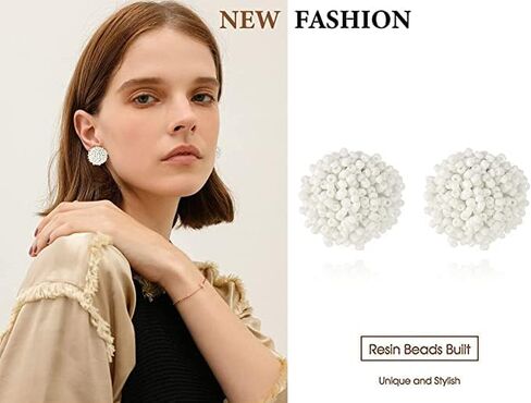 6 أزواج البذور مطرز أقراط أقراط مطرزة للنساء هيبوالرجينيك البوهيمي بيان العنقودية قوس قزح البذور الخرز أقراط مستديرة كبيرة in Kuwait