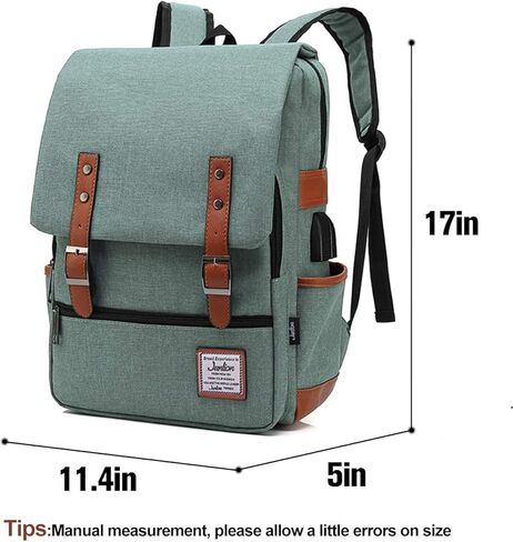 Vintage Backpack College School Rucksack Unisex Laptop Daypack with USB Charging Port and Headphone Jack Black in Kuwait