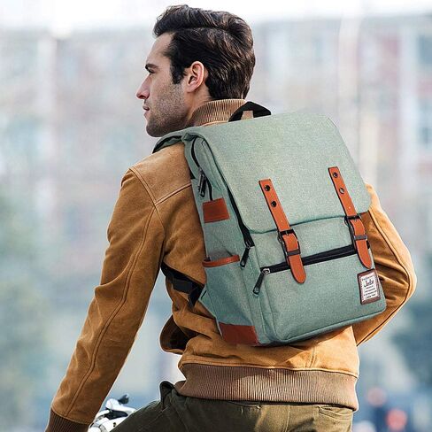 Vintage Backpack College School Rucksack Unisex Laptop Daypack with USB Charging Port and Headphone Jack Black in Kuwait