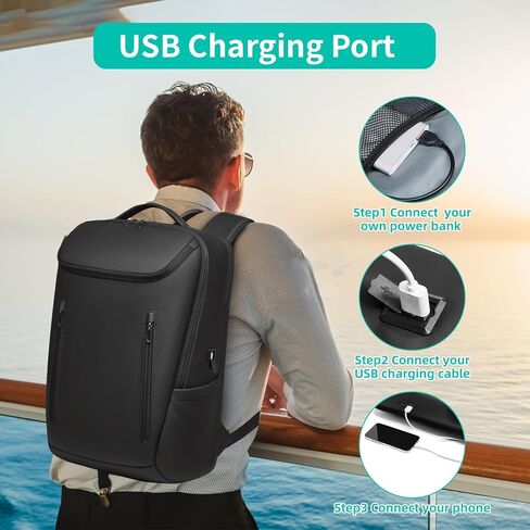 حقيبة ظهر GYakeog للأعمال للرجال، حقيبة ظهر للكمبيوتر المحمول مع شاحن USB، حقيبة كمبيوتر محمول متينة مقاومة للماء لعطلة نهاية الأسبوع للرجال in Kuwait