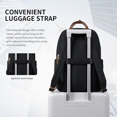 حقيبة ظهر للكمبيوتر المحمول من GOLF SUPAGS للنساء، حقيبة ظهر للعمل، حقيبة كمبيوتر للسفر، حقيبة نهارية تناسب الكمبيوتر المحمول مقاس 15.6 بوصة (أسود-جديد) in Kuwait