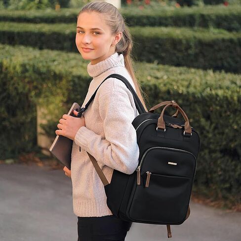 حقيبة ظهر للكمبيوتر المحمول من GOLF SUPAGS للنساء، حقيبة ظهر للعمل، حقيبة كمبيوتر للسفر، حقيبة نهارية تناسب الكمبيوتر المحمول مقاس 15.6 بوصة (أسود-جديد) in Kuwait