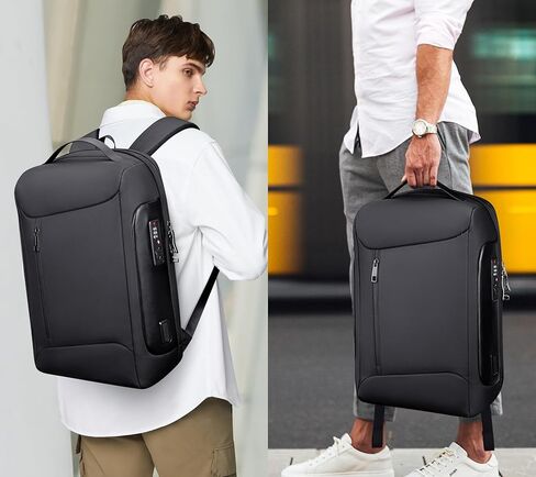 حقيبة ظهر للكمبيوتر المحمول للأعمال مضادة للسرقة من WITZMAN للرجال مع منفذ شحن USB حقيبة ظهر ذكية للعمل مقاس 15.6 بوصة للكمبيوتر المحمول (BN008 أسود) in Kuwait