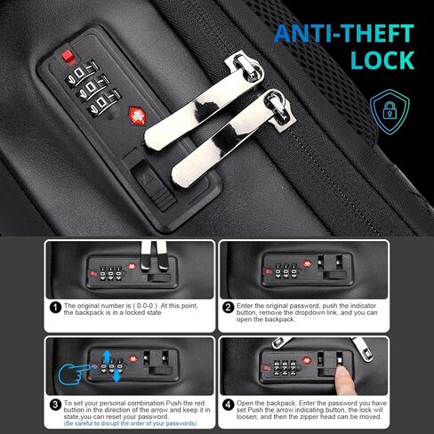 حقيبة ظهر للكمبيوتر المحمول للأعمال مضادة للسرقة من WITZMAN للرجال مع منفذ شحن USB حقيبة ظهر ذكية للعمل مقاس 15.6 بوصة للكمبيوتر المحمول (BN008 أسود) in Kuwait