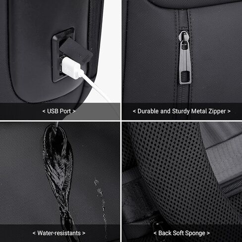 حقيبة ظهر للكمبيوتر المحمول للأعمال مضادة للسرقة من WITZMAN للرجال مع منفذ شحن USB حقيبة ظهر ذكية للعمل مقاس 15.6 بوصة للكمبيوتر المحمول (BN008 أسود) in Kuwait