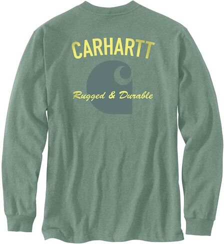 Carhartt Men's 105428 Relaxed Fit Heavyweight Long-Sleeve Pocket Durable Graphi - Medium - Jade Heather in Saudi Arabia
