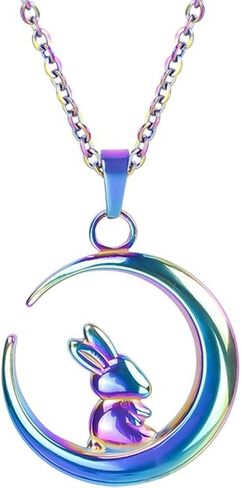 Jude Jewelers Stainless Steel Moon Crescent Cute Rabbit Style Holiday School Class Necklace in Saudi Arabia
