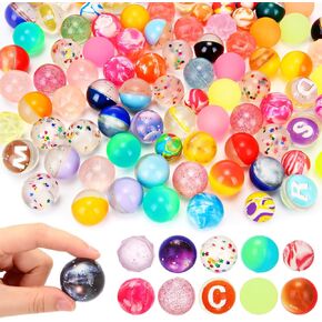 100 Pcs Bouncy Balls for Kids, 32mm Bouncy Balls 10 Styles Assorted High Bouncy Balls Toys for Kids Party Favors Birthdays Gift Class Rewards Carnival Prizes Autism Toy