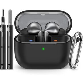 for Samsung Galaxy Buds 3 Case & Galaxy Buds 3 Pro Case Cover with Cleaner Kit,Soft Silicone Protective Case for Galaxy Buds Pro 3 Case 2024,Galaxy Buds3 Pro Accessories with Keychain-Black