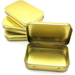 AKOAK 4 Pcs 3.7 x 2.4 x 0.8 Inches Rectangular Empty Hinged Tins Box Containers for First Aid Kit,Survival Kits,Storage,Herbs,Pills,Crafts and More (White)