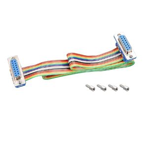 DMiotech 1 Pack 15 Pins IDC Flat Ribbon Cable 50cm Length 2.54mm Pitch DB15 Female to Female Breadboard Jumper Wires for Electronic Projects