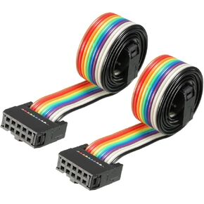 uxcell IDC Rainbow Wire Flat Ribbon Cable 10 Pins 43cm Length 2.54mm Pitch 2pcs Type-C