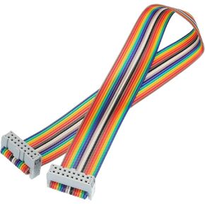 MECCANIXITY 1 Pcs 16 Pin Flat Rainbow Ribbon Cable FC/FC Female Connector 1FT 2.54mm Pitch Breadboard Jumper Wires for Electronic Projects