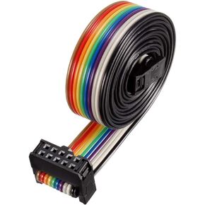 uxcell IDC Rainbow Wire Flat Ribbon Cable 10P A-type FC/FC Connector 2.54mm Pitch 1m/39.3inch Length