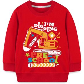Mrocioa Toddler Baby Boys Back to School T-Shirt First Day of School Sweatshirt I'm Digging Preschool Excavator Outfit
