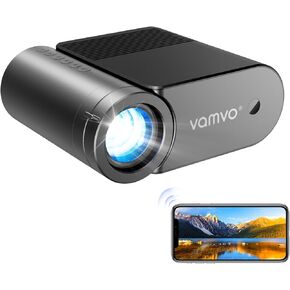 Portable Projector, Vamvo WiFi Projector 1080P 200" Portable Movie Projector, Outdoor Projector with Stylish streamlined Design, Compatible with phone/ Tablet/ Laptop/ TV Stick/ PS4 etc.