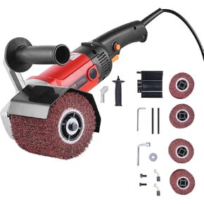 VEVOR Burnishing Polishing Machine, 1200W 6 Variable Speed Surface Conditioning Tool, Handheld Electric Metal Burnishing Machine with 4 Fiber Polishing Wheels for Stainless Steel, Non-Ferrous Metals in Kuwait