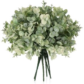 10 Pcs Eucalyptus Leaves Stems for Decor, Artificial Eucalyptus Leaves Bulk Silver Dollar Green Branches for DIY Wedding Floral Garland Bouquets Arrangement Home Party Decoration