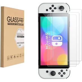 Tempered Glass Screen Protector for Nintendo Switch OLED Game Player, 9H Transparent HD Clear Anti-Scratch （3Pcs）
