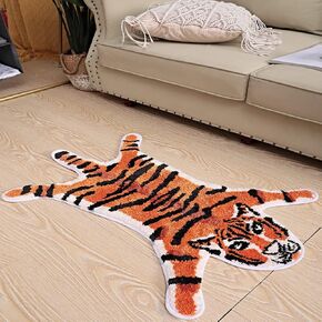 Tiger Shaped Rug Bath Mat Pink Tiger Bathroom Rug Non-Slip Door Mat Animals Printed Area Rug Carpet Small Home Decor Mat Playmat Bathroom Shower Rugs, 33.5x21.6inch