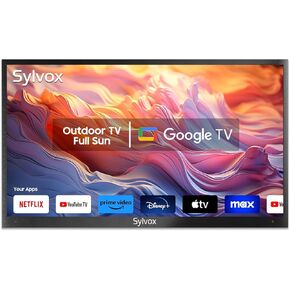 SYLVOX Outdoor TV, 55 inch Full Sun Smart Outdoor TV, Weatherproof TV 2000 Nits High Brightness IP55 Waterproof, Google TV for Outside WiFi Bluetooth Google Assistant Chromecast (Pool Pro 2.0)